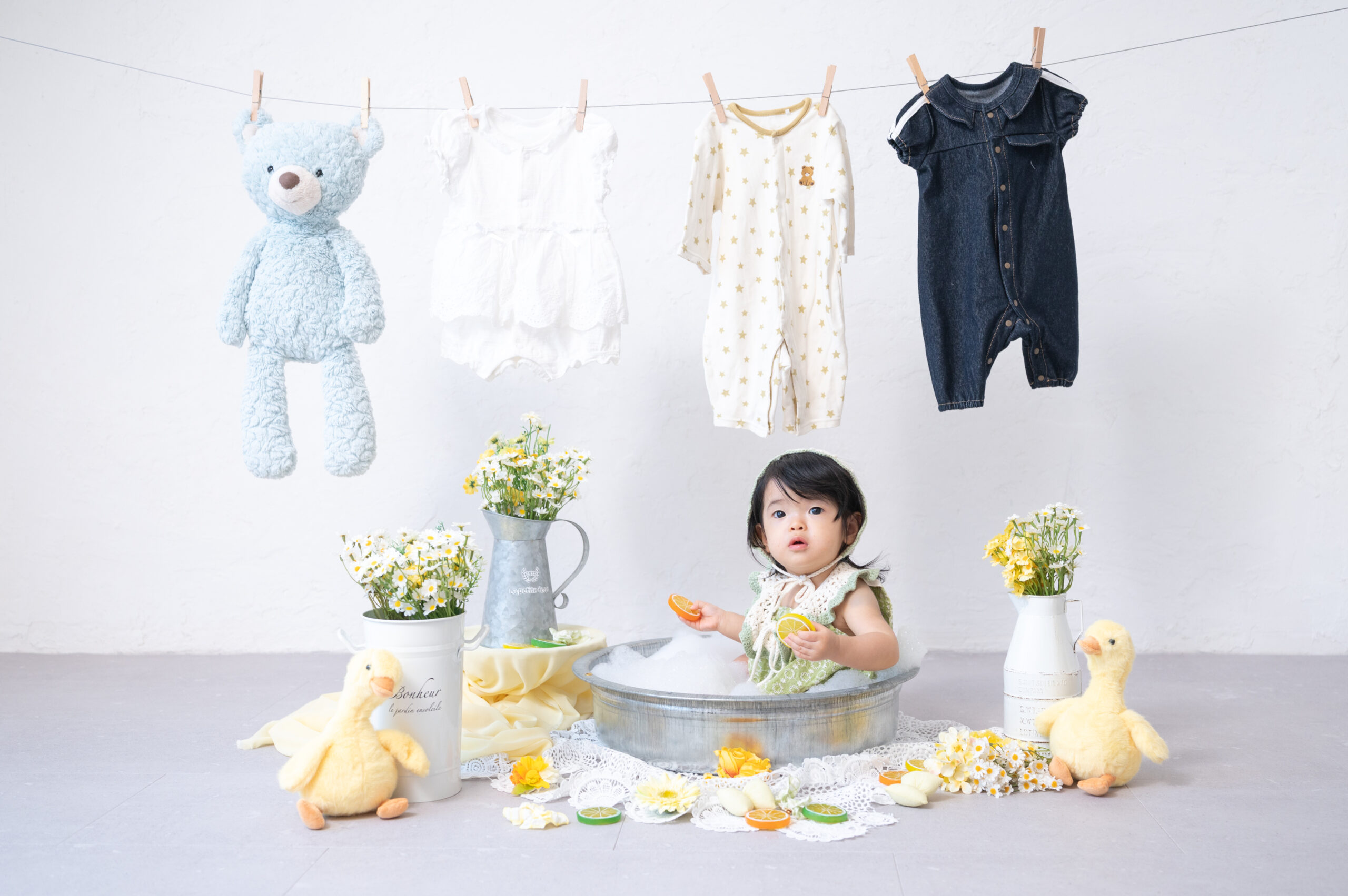 川口市のフォトスタジオ mamatoco*photo studioのバブルバス撮影セット
