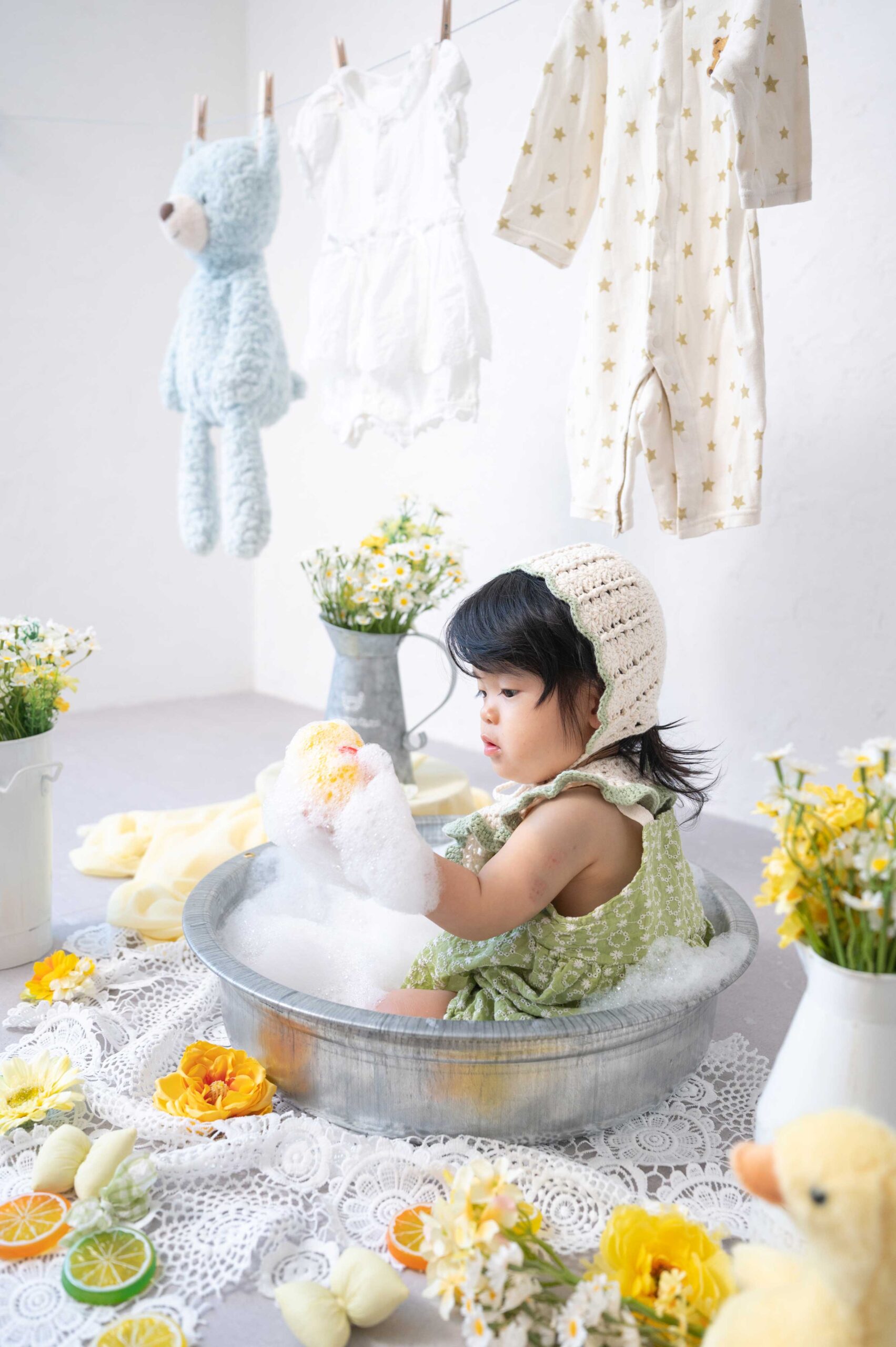 川口市のフォトスタジオ mamatoco*photo studioのバブルバス撮影セット